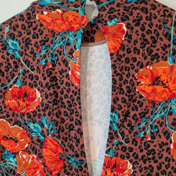 Free People Red and Black Sheath Dress with Bishop Sleeves - Picture 6 of 12